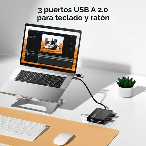 Vista 7 de ACASIS Adaptador DisplayLink USB C a HDMI dual para Mac M1/M2/M3/M4/Windows Negro