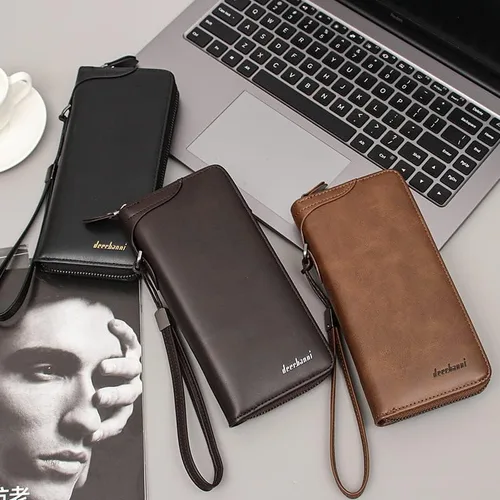 Vista 3 de LOHXA Men Wallets Business Handbag Clutch Bag Wallet Cell Phone Pocket Purse Credit Card Holder billeteras para hombre Wallet For Men (Color Black)