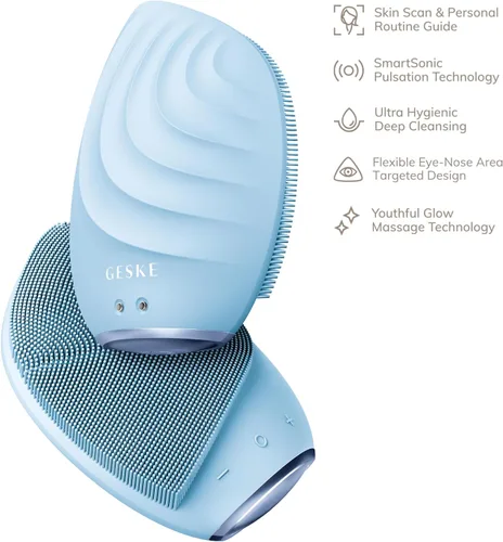 Vista 4 de GESKE SmartAppGuided™ Cepillo facial sónico 5 en 1 Cepillo de limpieza facial eléctrico vibratorio Cepillo de silicona suave Limpiador facial