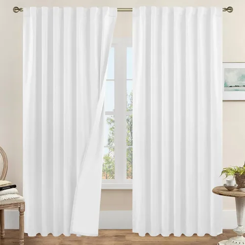 Vista 136 de LAMIT Cortinas opacas cortas de lino de 30 pulgadas para ventanas de cocina sobre el fregadero, cortinas de café texturizadas de lino marfil