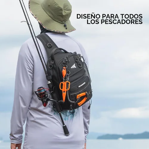 Vista 2 de KastKing Bolsa de Pesca con Eslinga BaitSpace, Mochila de Pesca con Soporte para Caña y Bebidas, Bolsa de Aparejos para Equipo de Pesca