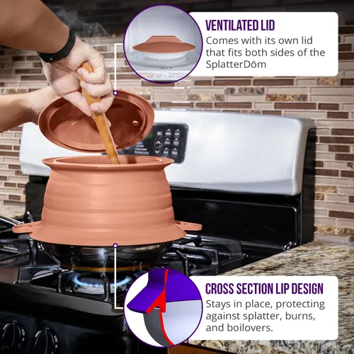 Vista 46 de L.I.Q - Protector de salpicaduras de silicona, se adapta a macetas de 8 y 10 pulgadas (20 y 9.8 in), apto para microondas y duradero, incluye tapa