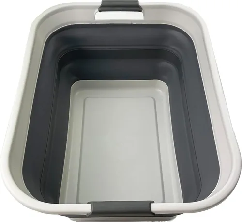 Vista 9 de SAMMART Cesta plegable de plástico para la ropa sucia de 42 litros, contenedor de almacenamiento plegable y organizador, tina de lavado portátil