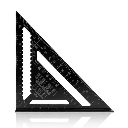 Vista 9 de Regla de ángulo de la regla del triángulo de la aleación de aluminio cuadrada de 7 pulgadas, regla de ángulo del triángulo del carpintero
