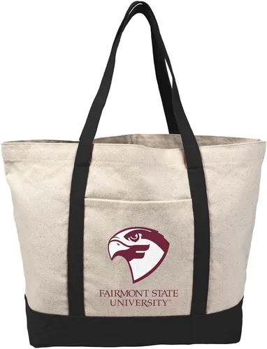 Vista 341 de Campus Lab Bolsa de lona con logotipo primario colegiado con bolsillo externo, bolsa de hombro reutilizable para ir de compras, playa Águilas A&m