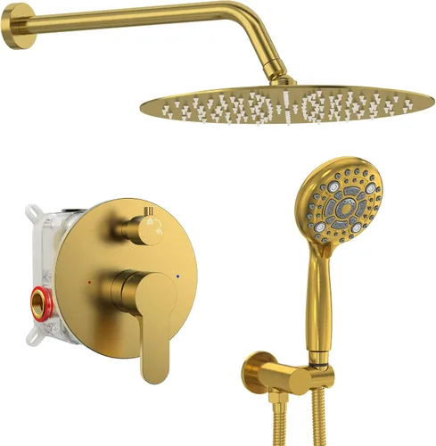 Vista 22 de SR SUN RISE Grifo de ducha – Sistema de cabezal de ducha multifuncional de alta presión de 10 pulgadas con accesorios de cabezal de ducha de mano