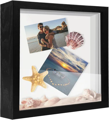 Vista 15 de Marco expositor 4x6 tipo shadow box, de madera con plexiglás, caja expositora para objetos de interés, medallas, manualidades, entradas y fotos