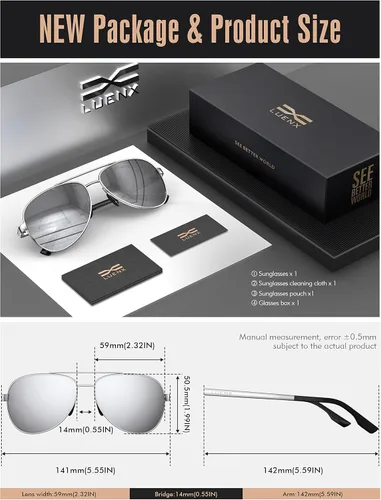 Vista 6 de LUENX - Lentes de sol polarizadas con protección UV 400 para hombre y mujer, incluye funda