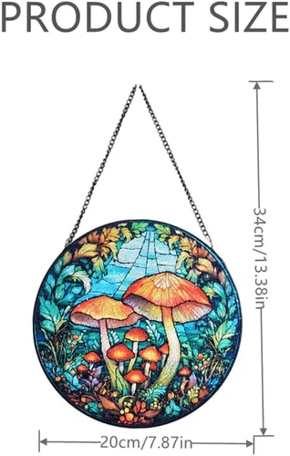 Vista 6 de HOTIYOK Vidrieras colgantes de hongos para jardín, diseño de bosque natural para decoración de interiores de cocina, regalos para mujeres, abuela
