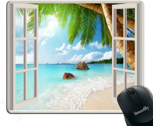 Vista 15 de Smooffly - Tapete de mouse para juegos personalizada con diseño de sublime paisaje de cielo nocturno con la Vía Láctea y los árboles, rectangular