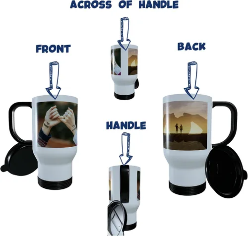 Vista 2 de Vaso de viaje personalizado para añadir foto, texto, nombre en la taza personalizada, impresión en ambos lados, aislado personalizado para hombres