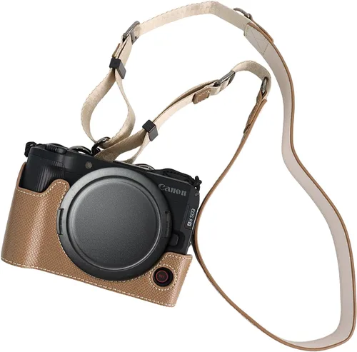 Vista 8 de VOVMOEYA Funda para cámara Canon EOS R50 V, medias fundas de piel sintética con correa para el hombro, ajuste preciso, compatible con trípode