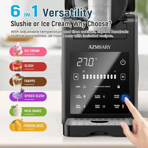 Vista 3 de Slushie Machine Eismaschine & Slushie Maschine für Zuhause, con pantalla LED, 6 programas de venta para Eiscreme Frappés Milchakes