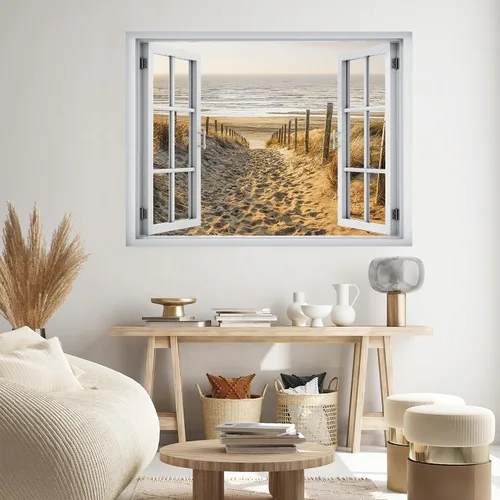 Vista 18 de SIGNWIN Adhesivo de pared removible/mural de pared para ventana, vegetación exuberante y árboles iluminados por el sol, fotografía, realismo
