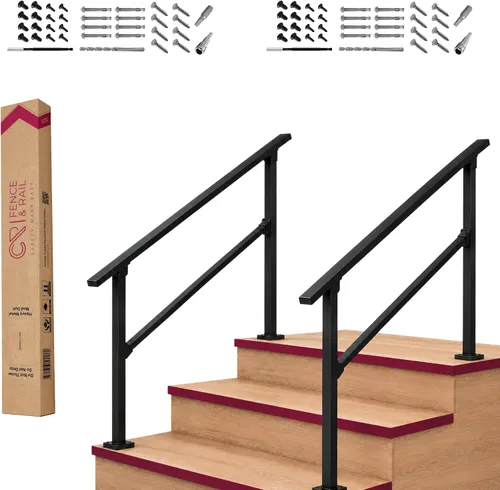 Vista 15 de Barandales de exteriores para escaleras, hierro forjado color negro (2 escalones)