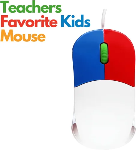 Vista 4 de Clevy Mouse para niños, colorido y ergonómico USB, computadora escolar y doméstica, mouse con cable compatible con niños, compatible con Windows