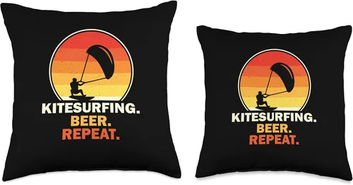 Vista 3 de Kitesurf motif equipment Beer Repaet-Kitesurf - Almohada (16 x 16 pulgadas), multicolor
