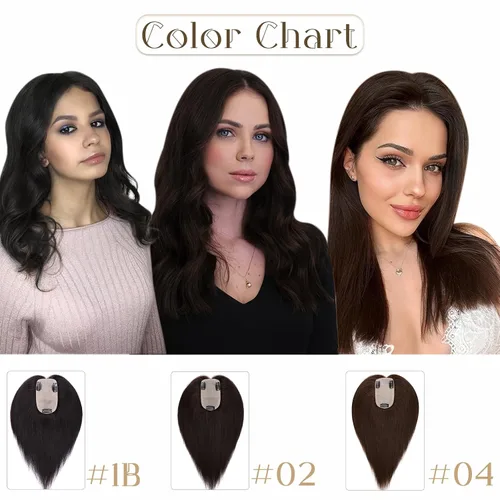 Vista 7 de Elailite Toppers para el cabello para mujer, cabello humano real, separación libre para adelgazar el cabello, piezas de cabello para pérdida