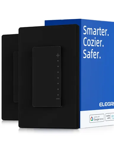 Vista 12 de ELEGRP Atenuador de luz inteligente DPR30, interruptor de atenuación WiFi de 2,4 GHz compatible con Alexa y Google Assistant, de un solo polo/3