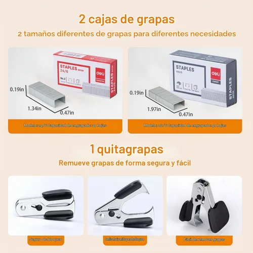 Vista 4 de Deli Engrapadora, grapadoras sin esfuerzo para escritorio, grapadoras Negro