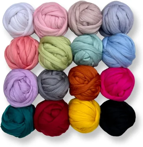 Vista 2 de Revolution Fibers Lana Corriedale teñida 8.2 onzas de parte superior de lana peinada de primera calidad 26 micras, 100% lana Corriedale pura
