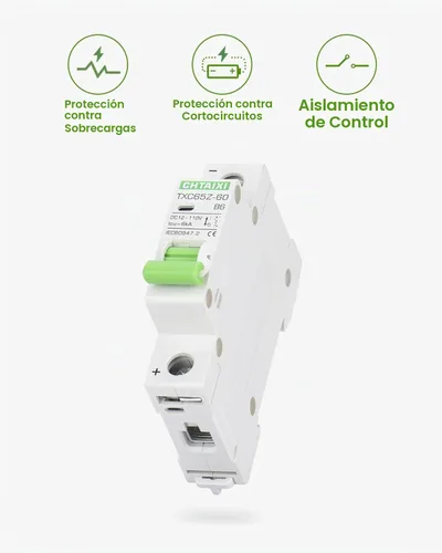 Vista 3 de Interruptor de circuito en miniatura DC de 12V-110V, protector de interruptor de batería de 6 amperios y 1 polo para sistema solar PV y RV, disparo