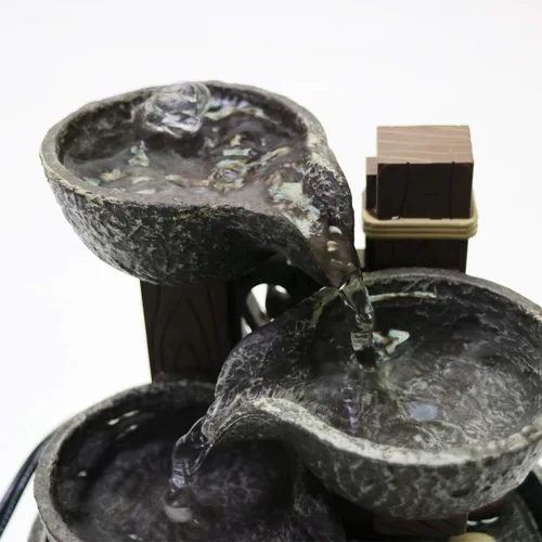 Vista 2 de Nature's Mark Fuente de agua de mesa con niveles de 7 pulgadas de alto con rocas naturales de río (cable de alimentación adjunto)