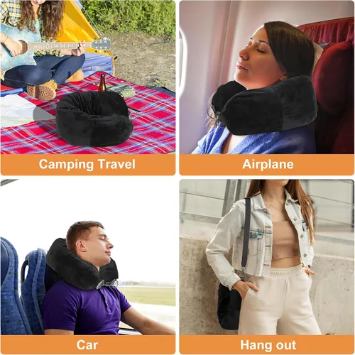 Vista 3 de Almohada de cuello de viaje rellenable con ropa, almohada cervical suave para dormir, almohada rellena para viajes, avión y hogar, lavable