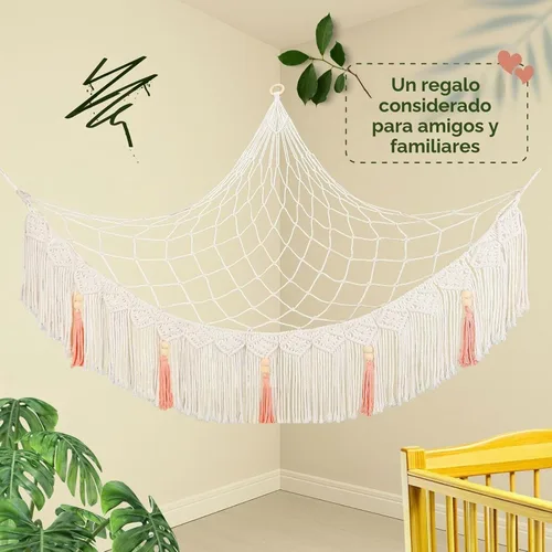 Vista 4 de Esquina de hamaca grande para animales de peluche, capacidad para muchos juguetes de peluche, red de almacenamiento montada en la pared
