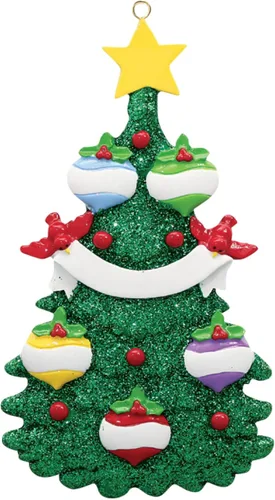 Vista 6 de Adornos de Navidad 2025, árbol genealógico personalizado, nombre y familia de 5 fechas, adorno de tres nietos o nietos, bola de Navidad, decoración