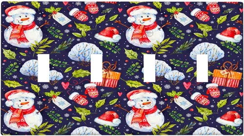 Vista 78 de Cubierta de interruptor de luz dúplex de 1 banda, cubierta decorativa de Navidad con copos de nieve rojos, placa frontal decorativa para cocina