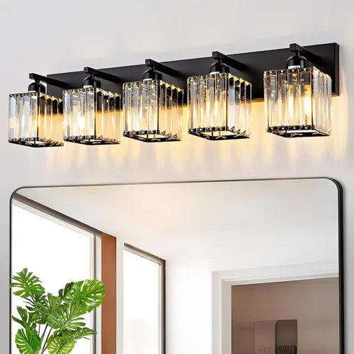 Vista 16 de Moderna lámpara de tocador de baño de 3 luces de cristal cromado moderno sobre espejo cromado iluminación de tocador de cristal aplique de pared
