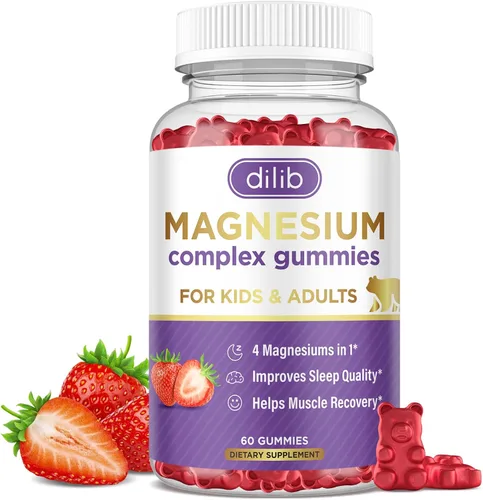 Vista 13 de Gomitas de complejo de magnesio para niños y adultos, glicinato de magnesio, taurato, citrato, suplemento de malato, ayuda a aliviar el estrés
