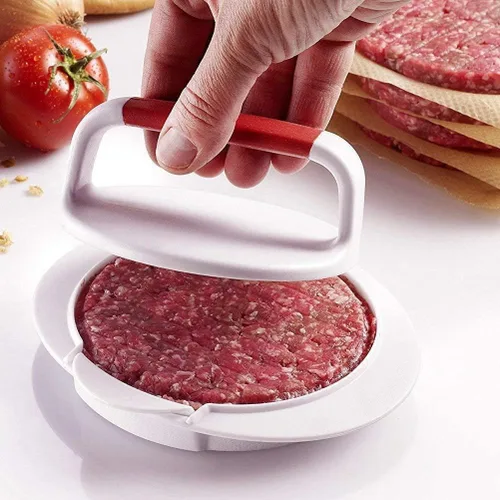Vista 2 de QELEG - Prensa antiadherente para hamburguesas, molde para hacer hamburguesas, parrilla para hamburguesas jugosas de ternera regulares redondas