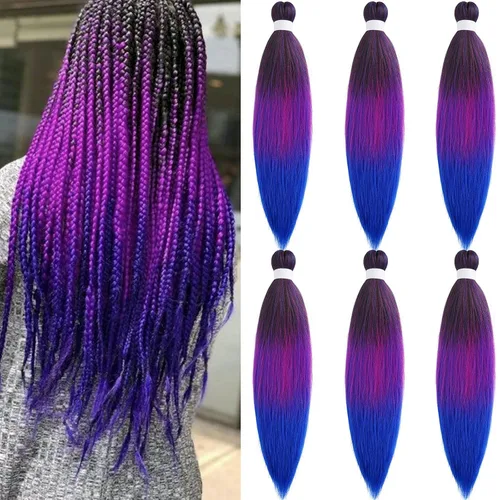 Vista 12 de Pelo trenzado corto 1B negro preestirado Extensiones de pelo trenzado para niños para trenzas de caja sin nudos, pelo trenzado preestirado de 16
