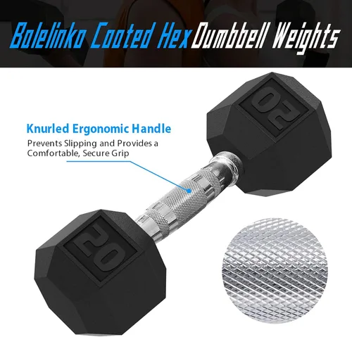 Vista 3 de Balelinko Rubber Grip Encased Dumbbell Cast Iron Weight with Anti-Slip Handle Dumbbell -Strength Training Equipment - Home Gym Accessories - Full
