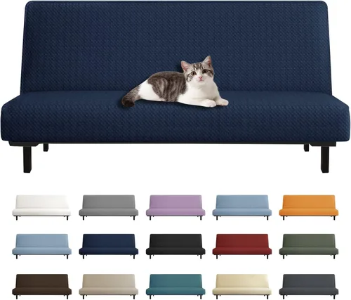 Vista 14 de YEMYHOM Funda para Futón Diseño Jacquard Más Reciente de Alta Elasticidad para Sofá Cama sin Brazos, Protector de Muebles Antideslizante con Parte