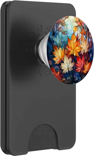 Vista 7 de Hojas de arce otoñales de estilo abstracto PopSockets PopGrip estándar