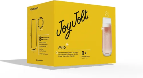 Vista 9 de JoyJolt Milo Copas de Champán Sin Tallo Juego de 8 Copas de Cristal. Flauta de Vino Prosecco de 9.5oz, Copas de Mimosa, Juego de Copas de Cóctel