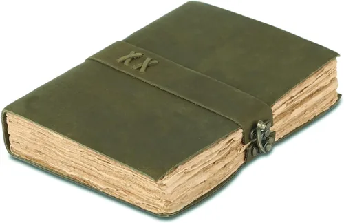 Vista 17 de Diario de cuero vintage hecho a mano de búfalo no rellenable con papel de borde irregular – Diario encuadernado en cuero para mujeres, hombres