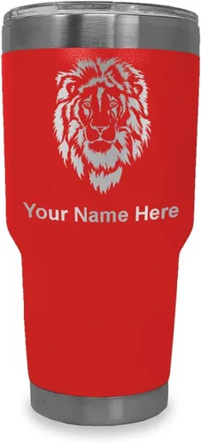 Vista 19 de LaserGram Vaso aislado al vacío de 20 onzas, cabeza de león, grabado personalizado incluido (negro)