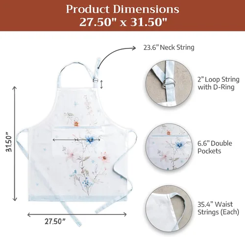Vista 128 de Maison d' Hermine Delantales para mujer con bolsillo, 100% algodón (27.50 x 31.50 pulgadas)