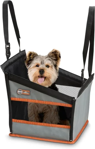 Vista 2 de K&H Buckle N Go - Asiento de automóvil para perros pequeños, tela impermeable, laterales de malla transpirable, correa de cinturón de seguridad