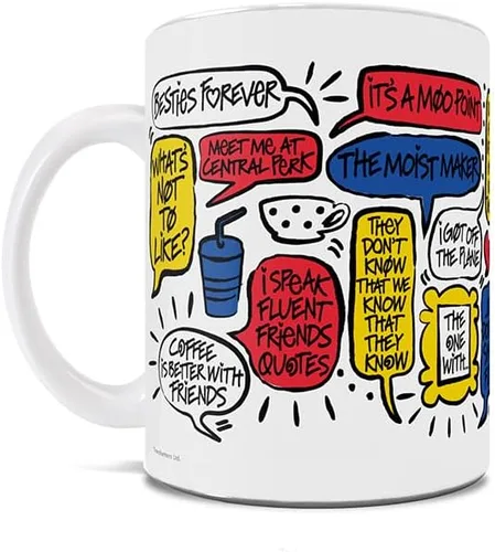 Vista 293 de Trend Setters Friends the Television Show – 25 años – Mercancía oficial – Taza de café o té de cerámica blanca de 11 onzas – perfecta para regalar