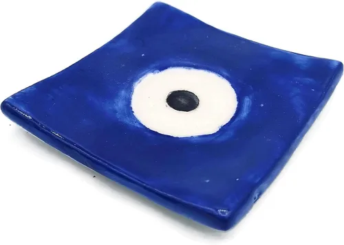 Vista 20 de Clay Ring Dish, Small Square Handmade Ceramic Trinket Dish, Small Tealight Candle Holder, Teabag Holder (Aquarius)