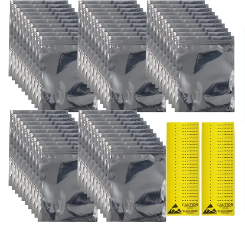 Vista 10 de Bolsas antiestáticas con protección ESD con etiquetas antiestáticas para disco duro, SSD, tarjeta madre, tarjeta de video, RAM, dispositivos