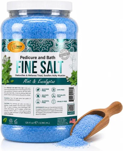 Vista 14 de SPA REDI - Remedio de Inmersión para Pies y Sal Fina de Baño de Pepino y Melón, 3.79 L - Hecho con Sales del Mar Muerto, Aceite de Argán, Aceite