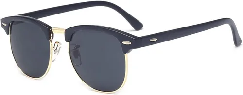 Vista 8 de gafas con lentes transparentes de cuerno lustrado medio marco clásicos, retro, vintage Oro