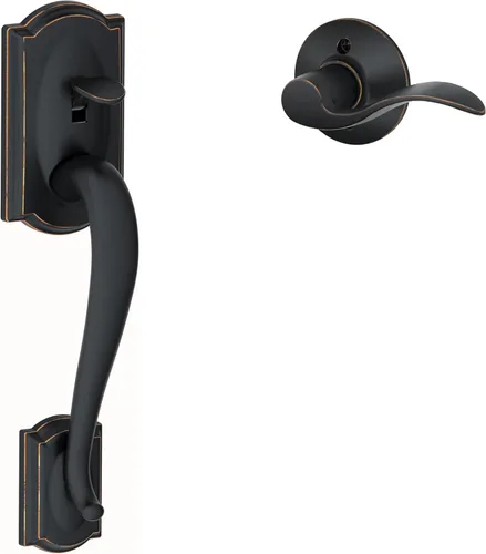 Vista 22 de SCHLAGE FE285 622 Acc CAM LH Juego de Manijas Mitad Inferior, Moldura Interior Camelot, Negro Mate