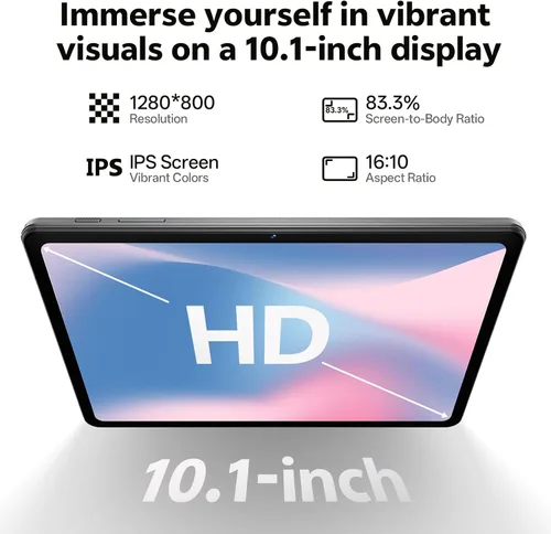 Vista 5 de Tablet 10.1 pulgadas, Android 16 Tablet, Azul Octa-Core, 20GB RAM 128GB ROM, 1TB expandible, pantalla táctil IPS 1280x800, GPS, batería 8H, WiFi